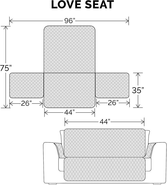 Furhaven Water-Resistant & Reversible Loveseat Cover Protector for Dogs, Cats, & Children - Two-Tone Pinsonic Quilted Living Room Furniture Cover - Gray/Mist, Loveseat