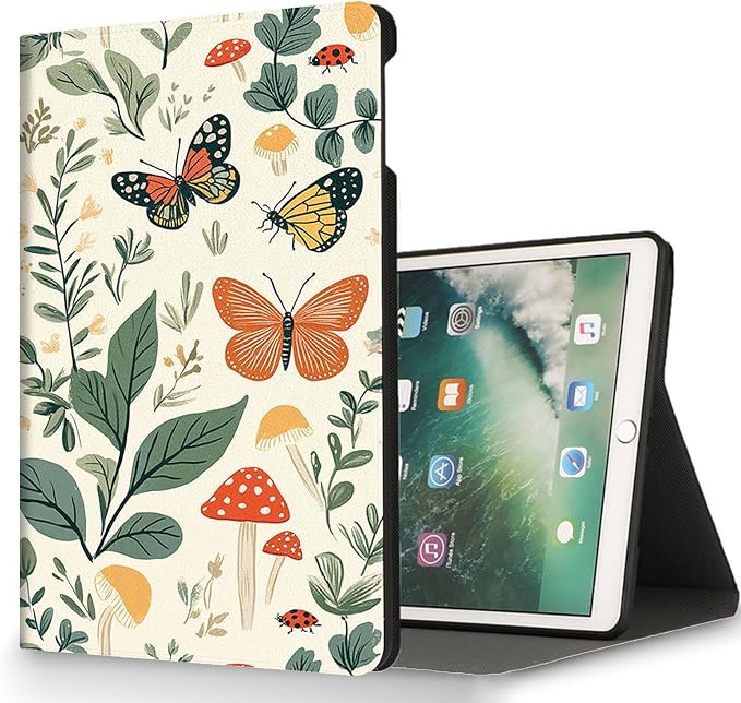 for Microsoft Surface Pro 11/10/9-13" 2024/2022 Tablet Case,Auto Wake/Sleep,Adjustable Stand Protective Cover - Butterfly Leaf Mushroom