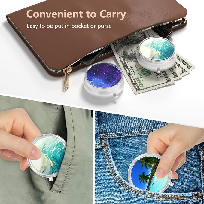 Pill Box, Small Pill Case for Purse & Pocket, Travel Medicine Organizer | Cute Travel Medicine Organizer, Portable Medicine Container Holder to Hold Vitamins, Medication, Fish Oil & Supplement