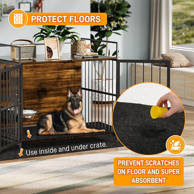 MODIGT Dog Crate Pad Liner, 29x48 Waterproof Washable Kennel Mat, Charcoal | washable and reusable, cuts easily, waterproof backing blocks leaks. Guards floors from pet urine, spills and stains