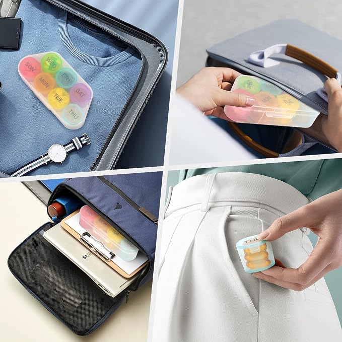 NatureTouch Weekly Pill Organizer, BPA Free Medicine Organizer Rainbow 7 Day Pill Box, Daily Portable Pill Conatainer for Pills/Vitamin/Fish Oil/Supplements [Lastest Version]