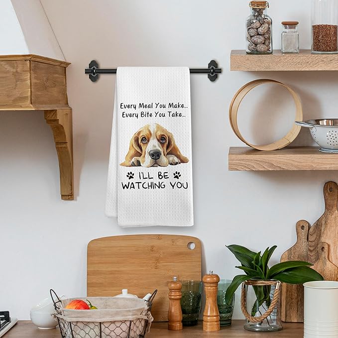 Funny Bassett Basset Hound Every Meal You Make Every Bite You Take Dog Decor Kitchen Dish Hand Tea Towels for Bathroom, Bassett Basset Hound Mom Dad Gifts Gift for Women Men Kids, 16x24 Inch