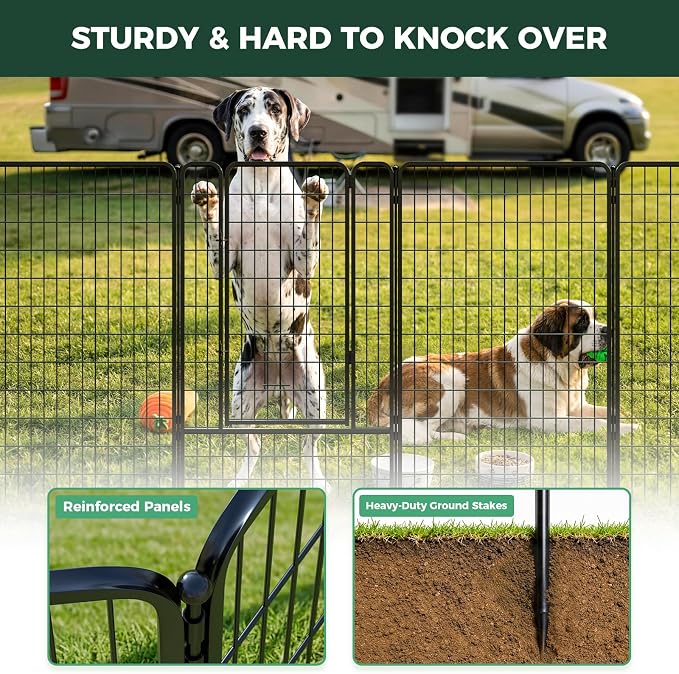 FXW Rollick Dog Playpen with RV Step Grid for RV Camping, 50" H, 16 Panels | Easy Setup & Sturdy, Blocks RV Stair Gaps, Fits RV Steps up to 30"W, For Large Dogs, Patented