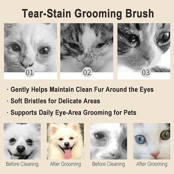 9-Piece Dog Tooth Brushing Kit, Pet Dental Hygiene & Grooming Set for Dogs and Cats, Includes Dual-Head Toothbrush, Finger Brushes, Tongue Scraper and Tear-Stain Grooming Brush