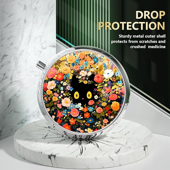 Pill Box, Small Pill Case for Purse & Pocket, Travel Medicine Organizer | Cute Travel Medicine Organizer, Portable Medicine Container Holder to Hold Vitamins, Medication, Fish Oil & Supplement