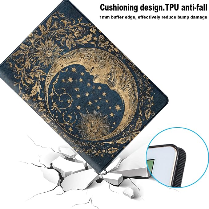 for Samsung Galaxy Tab A9 Plus/A9+ 5G 11 Inch 2023 (SM-X210/X215/X216/X218) Tablet Protective Cover with Adjustable Stand and Magnetic Auto Wake/Sleep,Star Moon Pattern