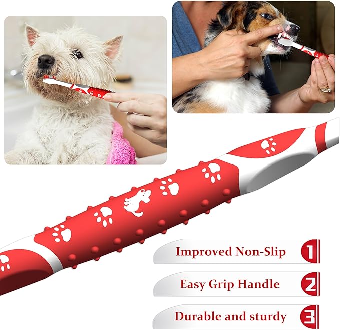 Dog Toothbrush pet Toothbrush Finger Toothbrush Small to Large Dogs,Cats with Soft Bristles Non Slip Dual Head Dog Toothbrush