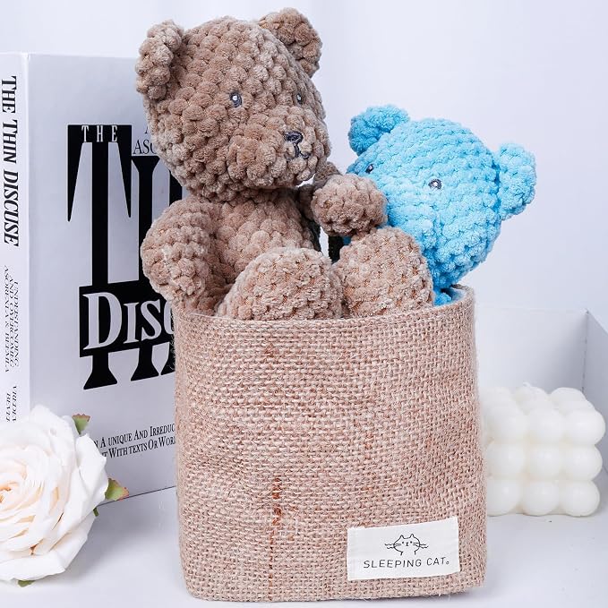 TENEBRALUX Small Cotton and Linen Hanging Storage Basket for Desktop, Ideal for Organizing Keys and Miscellaneous Items.