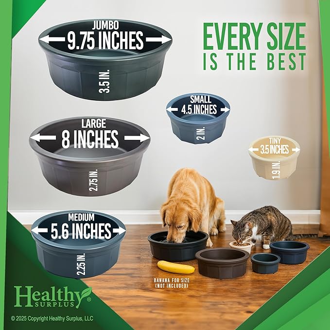 Pet Crock Bowl – Thick Durable Plastic Non-Tip Food & Water Dish for Dogs, Cats & Small Animals - 3.5 Inch Diameter - Indoor/Outdoor – Chew Resistant, Easy Clean (Red, Tiny 4oz)