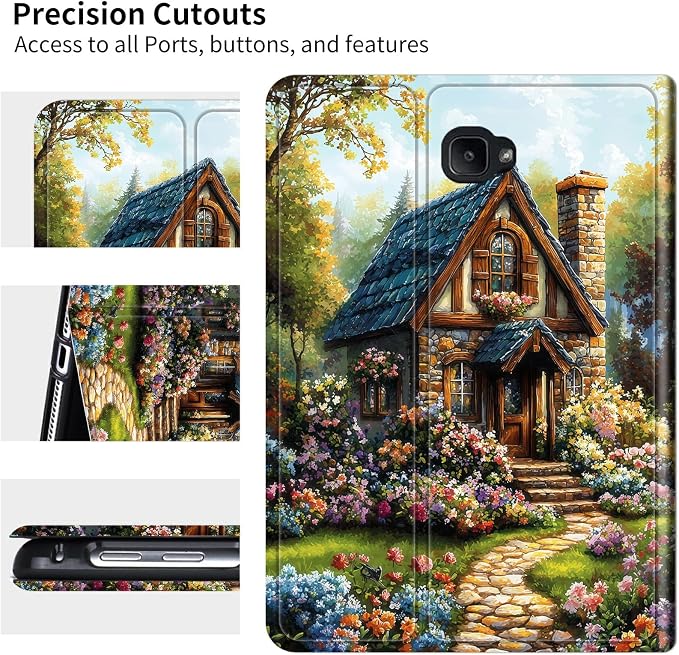 for Samsung Galaxy Tab A 10.1" 2016 SM-T580/T585/T587 Case | Slim Leather Smart Cover with Multi-Angle Anti-Slip Stand [Auto Wake/Sleep] Shell for Women Men - Garden Castle