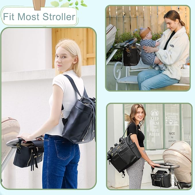 miss fong Universal Stroller Organizer with Insulated Cup Holder Stroller Caddy Baby Storage Bag with Adjustable Strap, Fits for like Uppababy, Baby Jogger, Britax, Umbrella