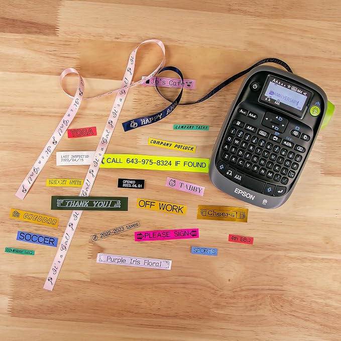 LABELWORKS Epson Spring Organizer Bundle – LW-PX300VP Label Maker and 2 Minimalist Label Tapes - 1/2" Matte Beige and Matte Clear with Black Text