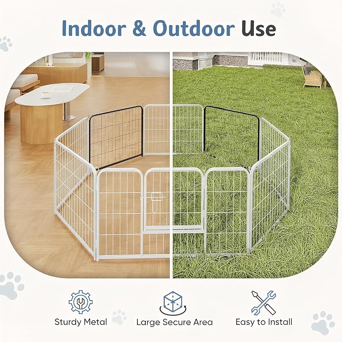 DUMOS Dog Playpen 24 Inch 2 Panels Indoor Outdoor Metal Pet Fence | Foldable Dog Play Pen with Door, Portable Exercise, RV Camping, Puppy Small Dogs