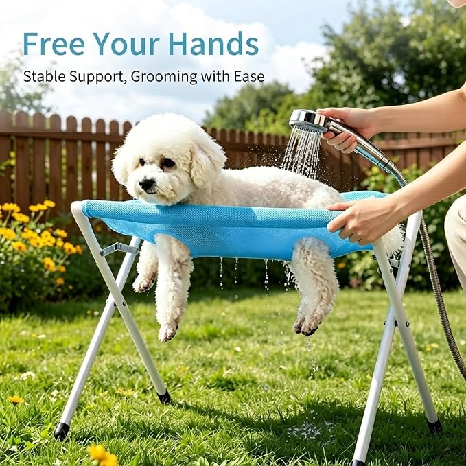 Pet Bath Sling, Pet Bathing Hammock with Strap, Dog Grooming Hammock for Bathing Nail Trimming Brushing, Multifunctional Breathable Cat Grooming Sling, Eight Hole Design,Quick Surface (Gray)