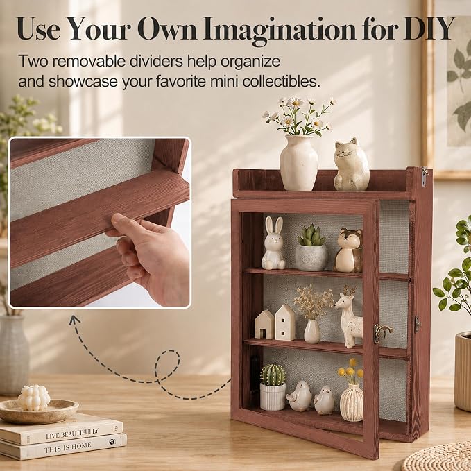 11x16 Pet Memorial Shadow Box Frame with Shelves, Brown