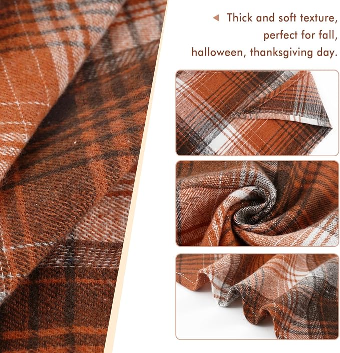 E-Clover Fall Dog Bandanas Matching Dog Bandana and Scrunchie Medium Large | Orange Plaid Dog Bandana Matching Dog and Owner Clothes dog Mom Gifts Girl Dog Bandanas