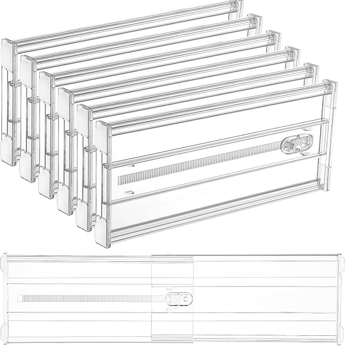 Vtopmart 6" Tall Upgrade Drawer Dividers, 12.8"-22.3" Expandable, 6 Pack | Deep Drawer Organizer, Big Drawer Separator, Clear plastic Adjustable Storage Divider for Dresser, Baby Supplies, Kitchenware