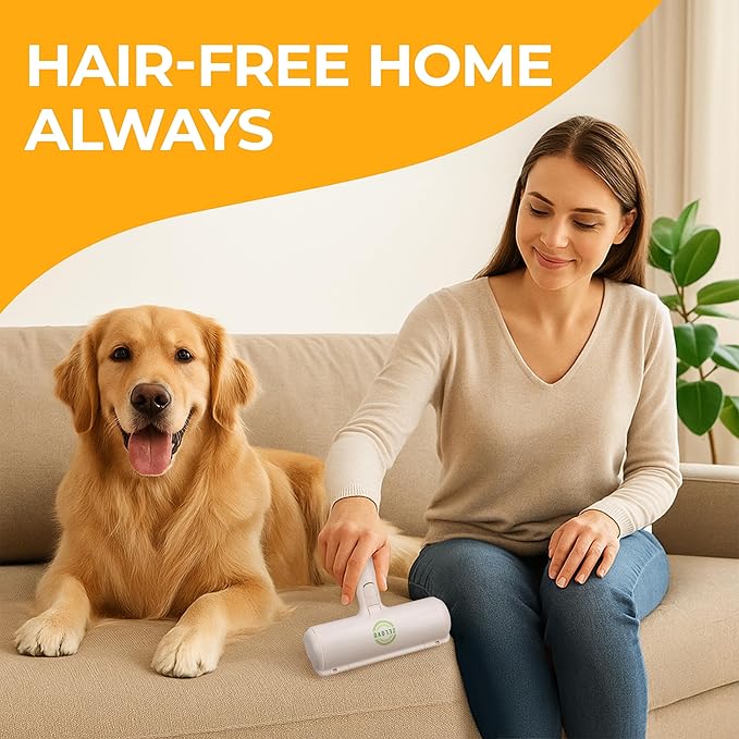 Roller Pet Hair Remover – Reusable Lint Roller for Cat & Dog Hair on Carpet, Couch, Car, Furniture, Rugs & Bedding – Portable, Eco-Friendly