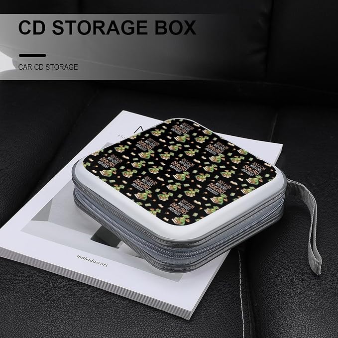 DVD Storage Disc Wallet Dragons And Books DVD Holder Protective Binder | CD Organizer with Portable Carry Handle, Hard Shell Plastic, 40 Capacity, Just A Girl Who Loves Dragons And Books