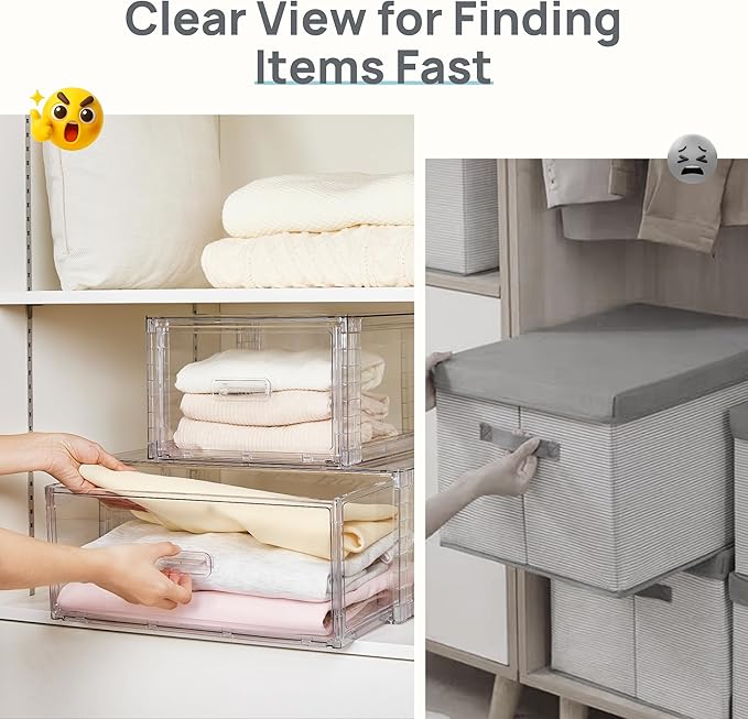 Vtopmart 5 Pack Large & Medium Storage Stackable Drawers Set | Easy Assembly Clear Plastic Storage Cabinet, Durable Dresser for Closet, Bedroom, Entryway, Playroom & Apartment Organization