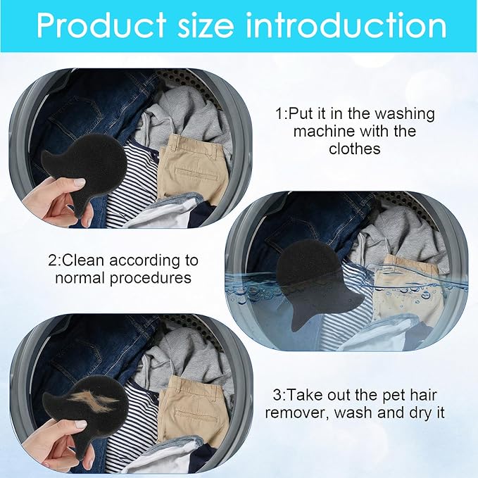Pet Hair Remover for Laundry, Reusable Hair Remover Tool, Catcher Effectively Removes Pet Hairs, Lint and Dander from Bedding and Clothing, Suitable for Washing Machines, 4Pcs