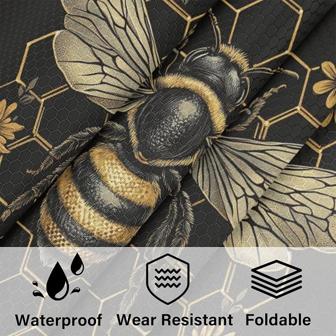 TropicalLife Bee Honeycomb 6 Set Compression Packing Cubes | Vintage Golden Flower Travel Accessories Expandable Packing Organizers Space Saver Bags for Organizing Clothes