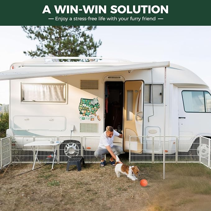 FXW Rollick Dog Playpen, Indoor, Yard & RV Camping, 32" H, 24 Panels | Easy setup, Heavy-duty, DIY layouts, for Small & Medium Dogs, Patented