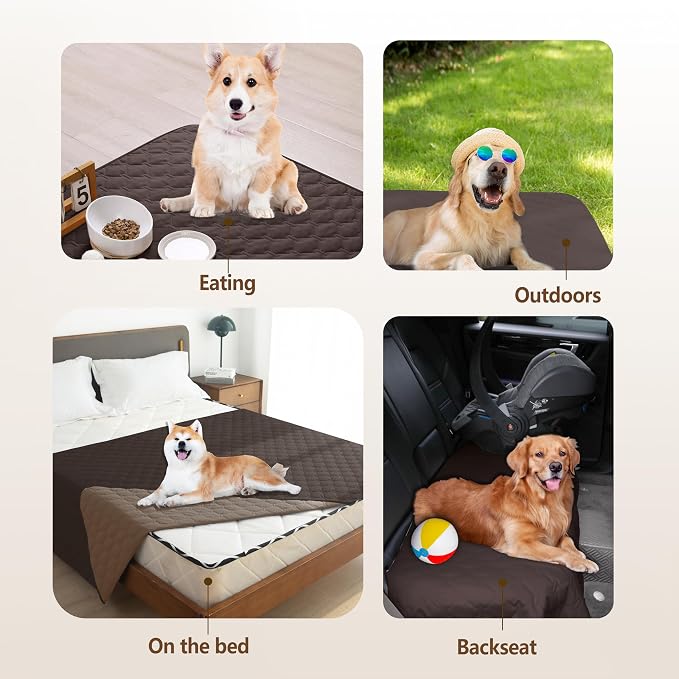 gogobunny 100% Double Sided Waterproof Dog Blanket Soft Pet Bed Cover Reversible Protect Furniture Couch Sofa Car for Puppy Large Dog Cat (Dark Coffee/Light Coffee, 52x82 Inch (Pack of 1))