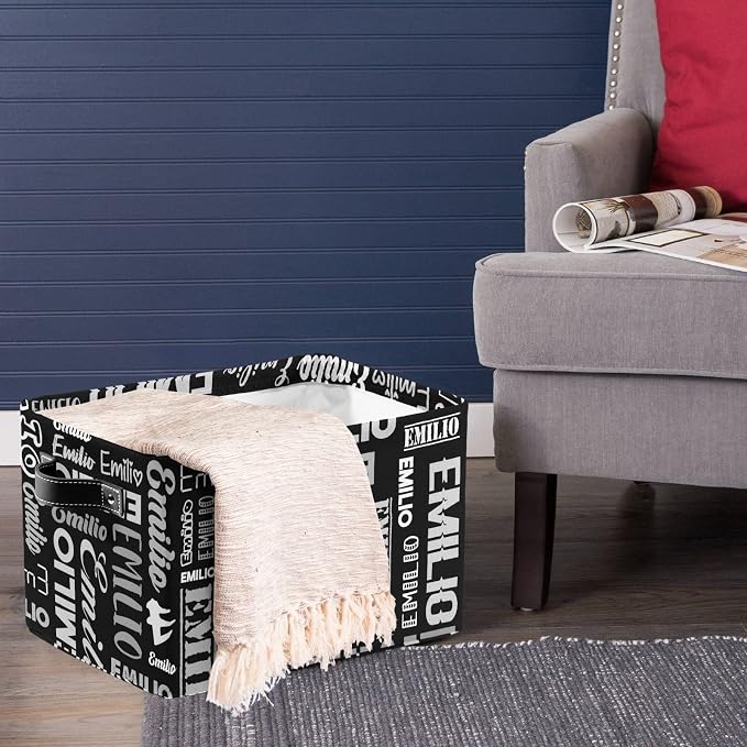 Personalized Toy Box Storage Bins for Boys Girls with Name, Kids Custom Storage Basket Cubes Organizer with Handles, Shelf Closet Storage Baskets Bin Customized Gift, 1 Pack