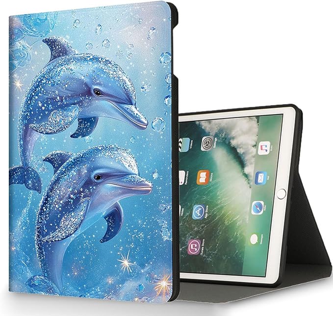 for Microsoft Surface Pro 8-13" 2021 Tablet Case,Auto Wake/Sleep,Adjustable Stand Protective Cover - Shiny Dolphin