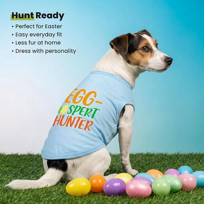 Fitwarm Egg-spert Hunter Dog Easter Outfit, Summer Clothes for Small Dogs Boy Girl, Pet Outfit, Blue, Red, Green, Orange, XXL