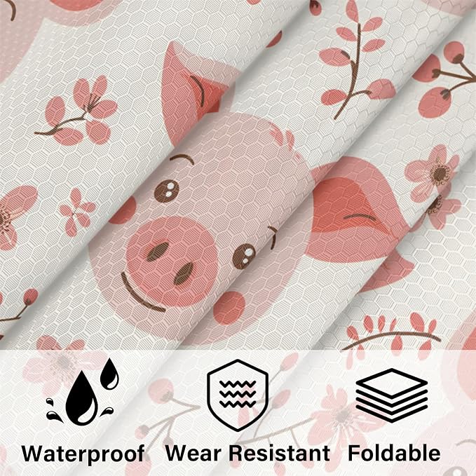Cute Pig Faces Compression Packing Cubes Pink Pig 6 Set Travel Packing Cubes for Suitcases Lightweight Expandable Organizers
