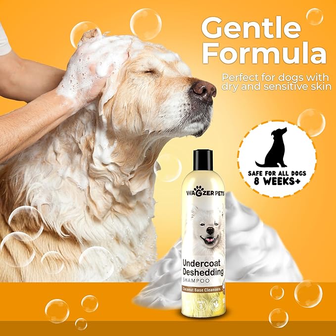 Wagzer Highly Concentrated 16oz Dog Shampoo | Makes up to 3.2 Gallons | Coconut-Based with Vitamin E, Omega 3 & 6 | Nourishes Coat, Reduces Excess Shedding | Made in USA for All Dog Breeds