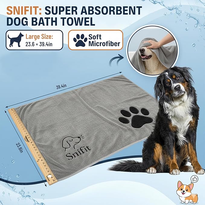 Dog Towel Keeps Your Pet Cozy After Every Use – Microfiber Towels for Drying Dogs & Cats – Quick & Efficient Grooming Gray Towel for Outdoor Play – Gently Dries Your Pet’s Fur 60x100CM l Large