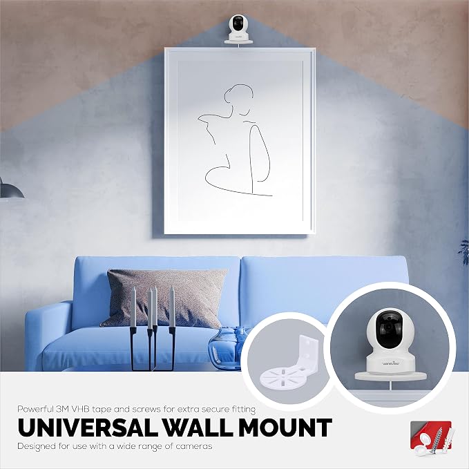 Adhesive Baby Monitor & Security Camera Wall Mount Holder Shelf for Nanit Infant Optics, Vtech, Blink, TP Link, Kasa, Ring & More, Easy to Install Bracket, Reduce Blind Spots & Clutter (W06)