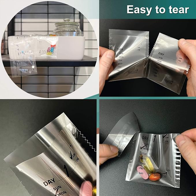 Mansung M 600 Bags/Week, Heat Seal Pill Bag pouche Pack Sealed for Medicine Funnel Tray Loading AM PM Organizer Dispenser kit Daily Sealing Filler Vitamin sorter envelopes Machine Blister Packs
