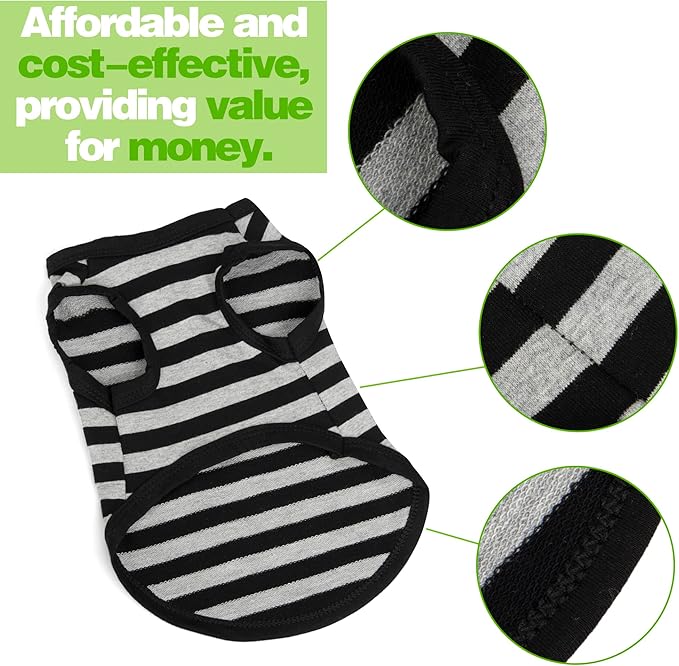 Paiaite Striped Dog Shirt Happy Color Cotton Sleeveless Puppy Shirts Breathable Pet Apparel Tank Top Colorful Puppy Sweatshirt Clothes for Small Medium Dogs Yellow XXS