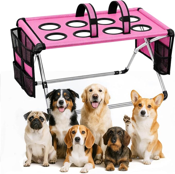 Foldable Dog Grooming Table, Pet Hammock with Stand for Small Dogs & Cats
