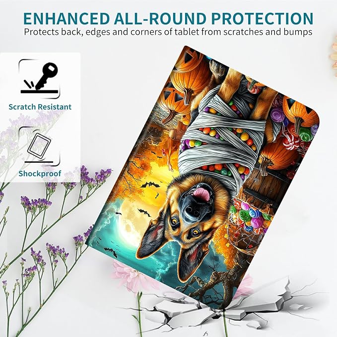 Case for Samsung Galaxy Tab A7 10.4" 2022/2020, 360 Degree Rotating Stand with Multi-Angle Vertical & Horizontal Viewing Shockproof Protective Shell for Women Men, Pumpkin Puppy