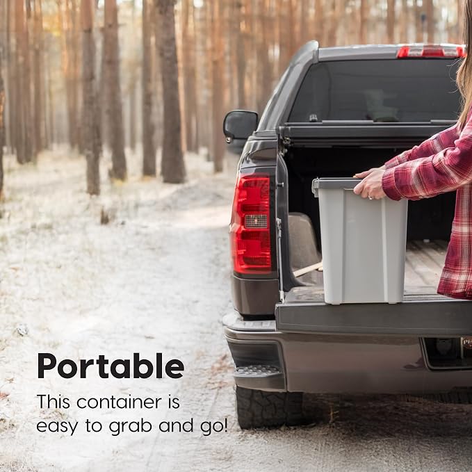 IRIS USA Dog Food Storage Container, Up to 30 lbs, Gray/Dark Gray | Made in the USA, Comes with 2-Cup Scoop, Stacklable, BPA-Free, 4 Secure Latches, Bird Seed, Chicken Feed, Pellets, Camping