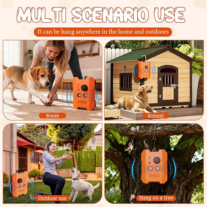 Dog Bark Deterrent Devices, Ultrasonic Anti Barking Device for Dogs, 3 Training Modes Automatic Standby, 200 Feet Bark Guard for Outdoor, Suitable for Dogs of All Breeds and Sizes