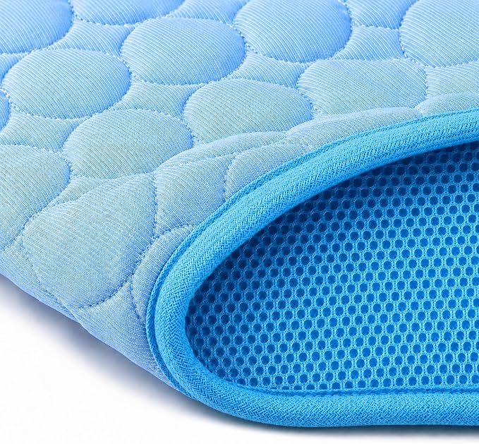 Doggykingdom Cooling Mat for Dogs – Ice Silk Self-Cooling Pet Pad for Dogs & Cats, Breathable Washable Cooling Pad for Crate, Kennel, Car & Floor, Summer Sleeping Mat, No Water Needed, Blue, X-Large