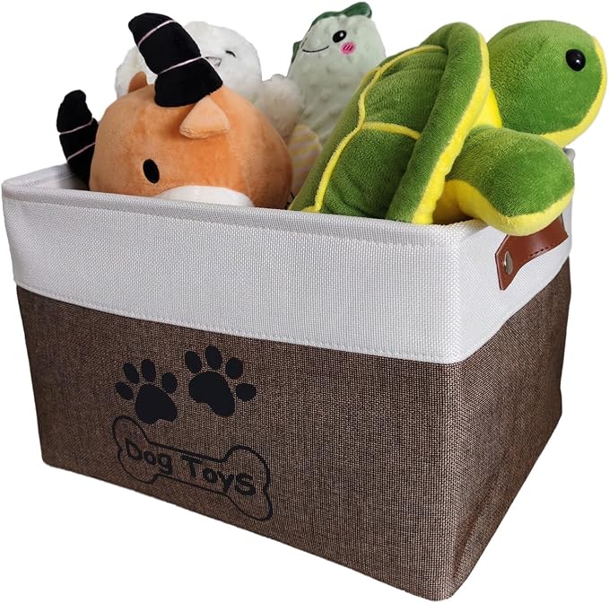 Large Dog Toy Basket Foldable Dog Toy Box Dog Toy Bin for Pet Chew Toys Accessories