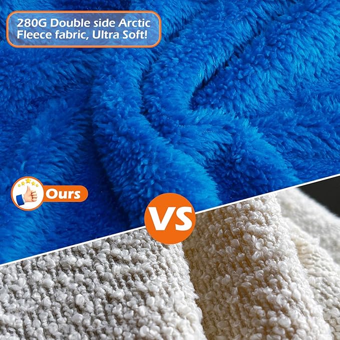 EXPAWLORER Soft Dog Bathrobe with Hood, Super Absorbent & Quick-Drying Dog Towels, Cozy Drying Coat for After Bath,Swimming, Blue M