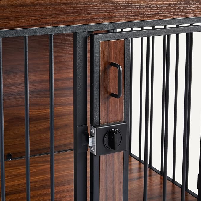 Amazon Basics Furniture Style Dog Crate, Sturdy Wooden Pet Kennel, End Table with Space for Pet, Two Bowls Included, 30" x 20.4" x 23.6", Walnut