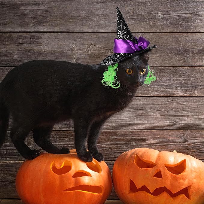 Abaodam Pet Witch Hat for Cats Dogs Puppies Halloween Star Hat Lightweight Cosplay Party Accessory for Holiday Costume
