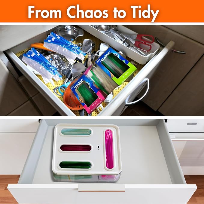 | Bag Storage Organizer for Kitchen Drawer | Plastic Bag Storage | Storage Bag Organizer | Baggie Organizer for drawer | Kitchen Drawer Organizer for Sandwich bags