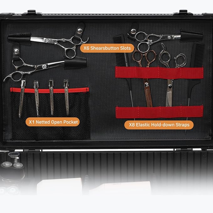Large Barber Carrying Case, Hairdresser Tool Box Organizer Traveling Case, Portable Travel Barber Suitcase for Hair Stylist Pet Groomer Beauty Salon Makeup Artist