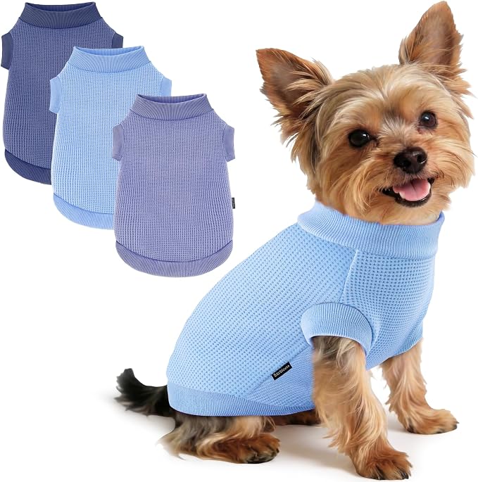 3 Pack Dog Shirt for Small Supplies Functional Waffle Dog Clothes Warm Soft Sweatshirt Outfit for Dogs Cats Pet Apparel