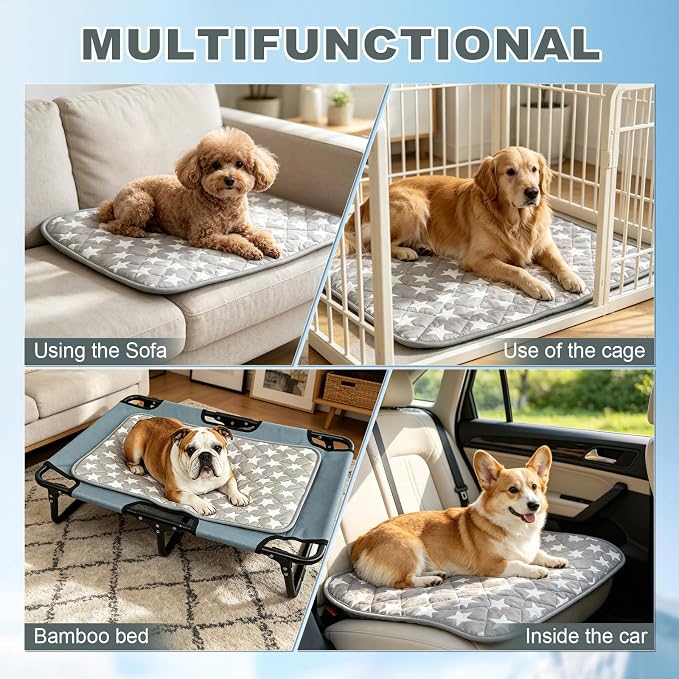 GOLOPET Lrage Dog Cooling Mat 32" x44in | Arc-Chill Cooling Fabric & Endothermic Color Changing,Visually display the cooling operation status on the surface,Non-Slip